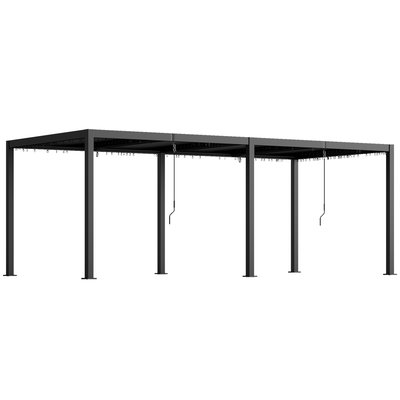 Pergola lames orientables dim. 5,95 x 3 x 2,25 m alu. acier époxy anthracite OUTSUNNY