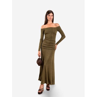 Robe midi en maille avec encolure bardot THE-ARE