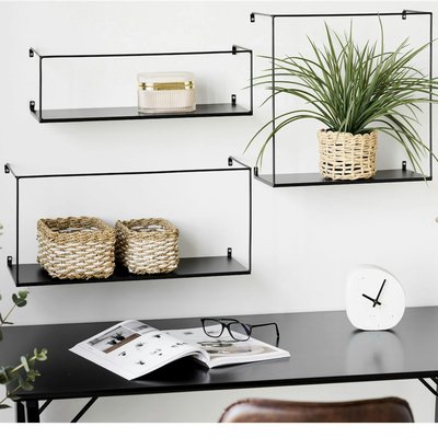 Etagère murale minimaliste en métal noir (lot de 3) TALLINN PIER IMPORT
