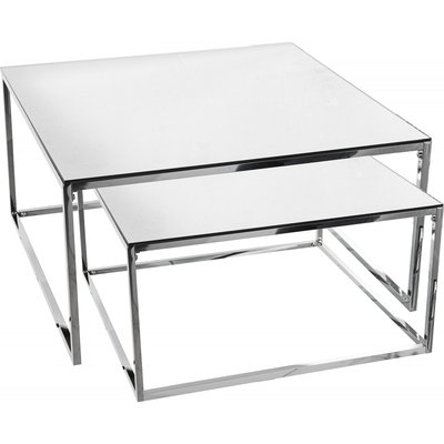Tables gigognes en métal, miroir (lot de 2) RECOLLECTION