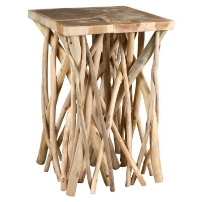 Table d'appoint teck pied branchage Puzzle AUBRY GASPARD