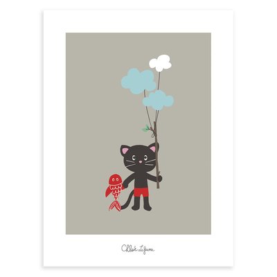 Affiche chaton et nuages MOKA & POM LILIPINSO