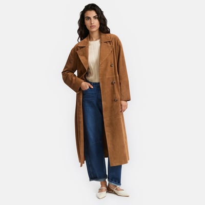 Suede Long Trench Coat LA REDOUTE COLLECTIONS