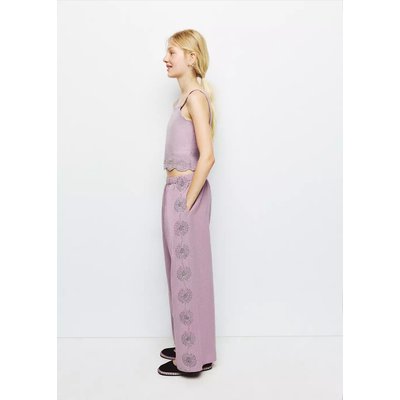 Pantalon coton détails brodés MANGO KIDS