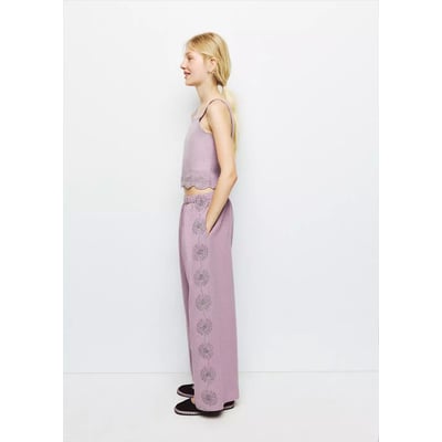 Pantalon coton détails brodés MANGO KIDS