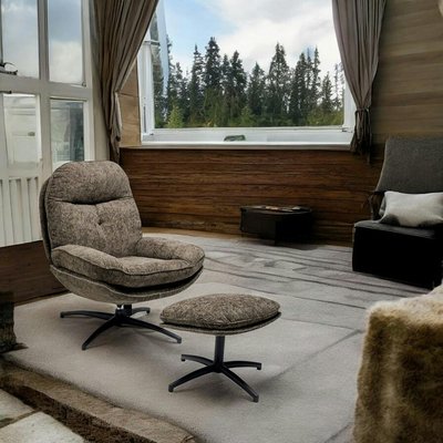 Fauteuil détente pivotant taupe avec repose pieds IENA PIER IMPORT