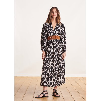 Robe longue fluide à imprimé et manches longues LA FEE MARABOUTEE