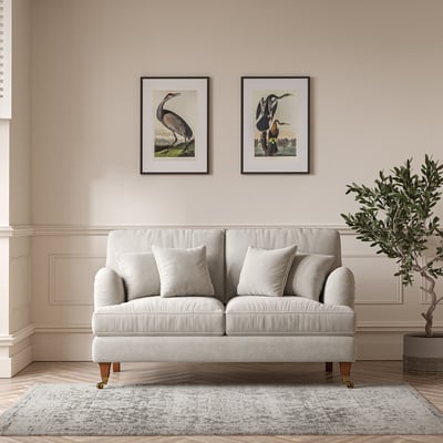 Emeline Soft Brushed 2 Seater Sofa with Castor Legs ÉDITÉ