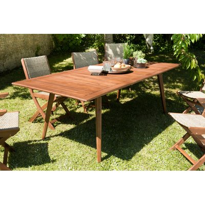 Table de jardin rectangulaire extensible style contemporain en bois d'acacia180/240x100cm SUMMER 10 personnes PIER IMPORT