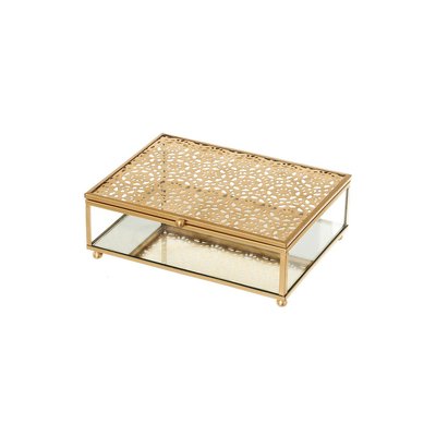 Boîte à bijoux en métal doré et verre - 13x18x6cm WADIGA