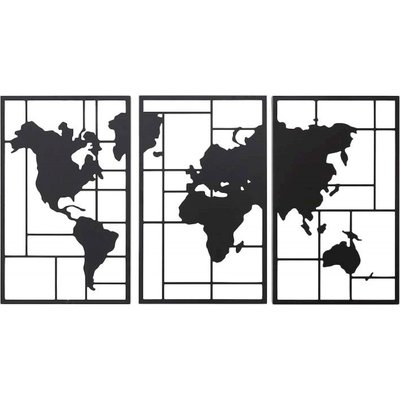 Tableau carte du monde en métal, élégance RECOLLECTION