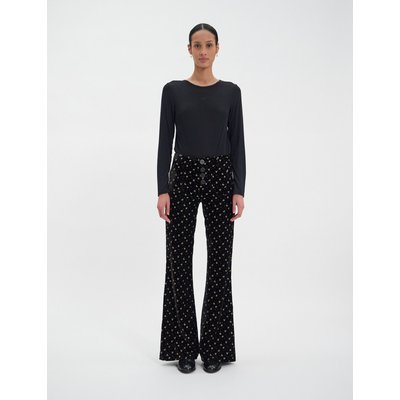 Pantalon en velours lisse imprimé doré charlotte INES DE LA FRESSANGE PARIS
