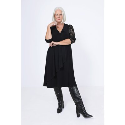 Robe midi en maille unie et dentelle JEAN-MARC PHILIPPE