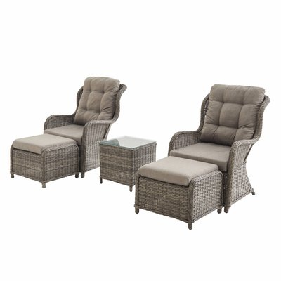 Fauteuil de jardin + repose pieds résine tressée ronde (lot de 2) BARLETTA SWEEEK