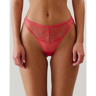 Tanga en mesh brodé fleuri rose LINDAIZ PRALIN UNDIZ