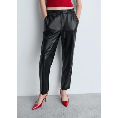 Pantalon taille élastique simili-cuir MANGO