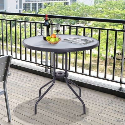 Table ronde bistro de jardin noir OUTSUNNY