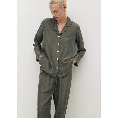 Chemise longue en soie MANGO