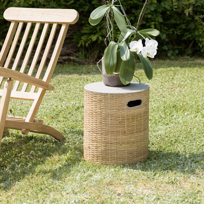Table d'appoint ronde pour jardin bambou et béton HERCULE PIER IMPORT