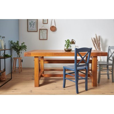 Table de ferme en chêne moyen massif + 2 allonges L220/320 - LA BRESSE HELLIN, DEPUIS 1862