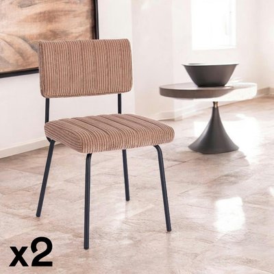 Chaise velours grosses côtes camel (lot de 2) IENA PIER IMPORT