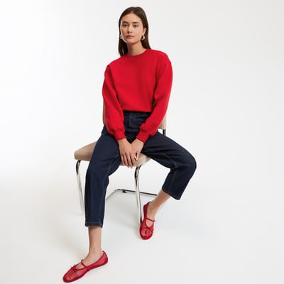 Produktbild von Gestreiftes Oversize-Sweatshirt Für Damen, Klassischer Farbblock, Rundhalsausschnitt, Langärmelig, Lässig, Lockerer Pullover, Blau, S