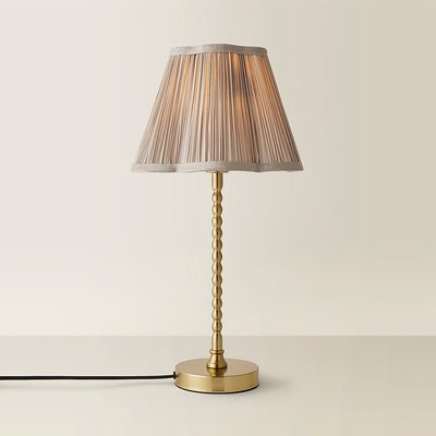 Brushed Chrome Bobble Table Lamp with Faux Silk Scallop Shade SO'HOME