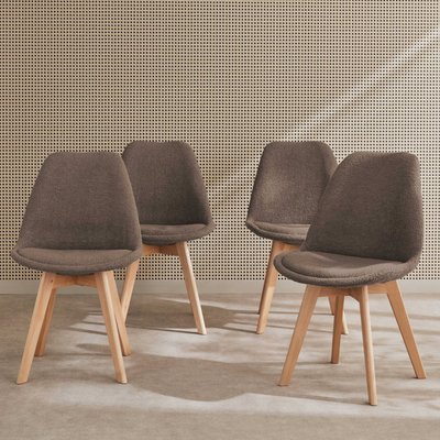Chaise scandinave boide hêtre et bouclette (lot de 4) NILS SWEEEK