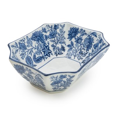 7" Sumatra Blue & White Rectangular Decorative Bowl SO'HOME