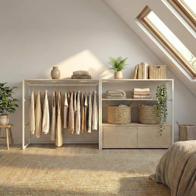 Lot de 2 portants vêtements sous combles modulables 200x85cm KADRA MOB IN