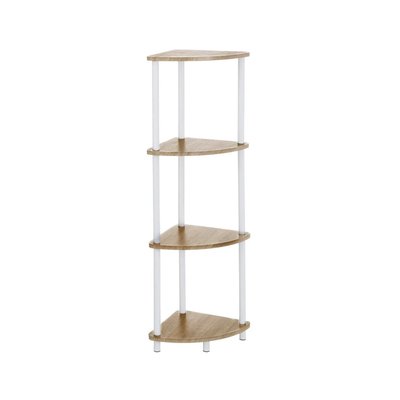 Étagère d'angle 4 plateaux en bois et métal blanc - 30x30x110cm WADIGA