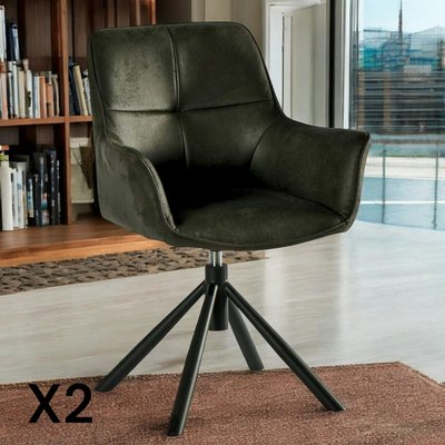 Fauteuil pivotant contemporain microfibre grise (lot de 2) IENA PIER IMPORT