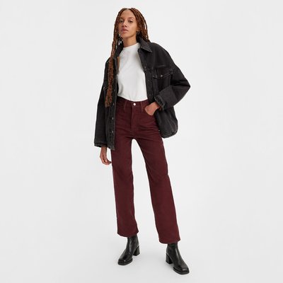 Ribcage Straight Ankle Trousers in Cotton with High Waist LEVI'S