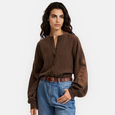 Blouse col rond à manches longues brodées  LA REDOUTE COLLECTIONS