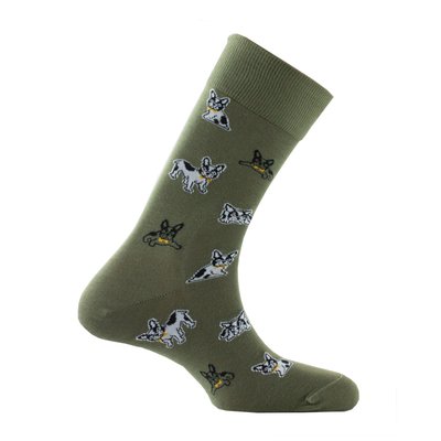 Mi-chaussettes en coton all over bulldogs  MADE IN FRANCE KINDY