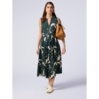 Robe longue sans manches en coton écologique à motif floral noir et blanc OLTRE