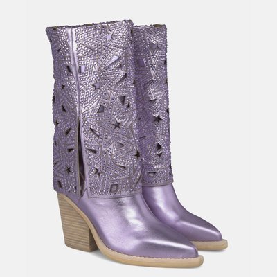 Bottes hautes en cuir avec étoiles ajourées ALMA EN PENA