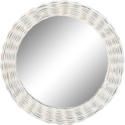 Miroir rond tressé  style cottage en osier et verre RECOLLECTION