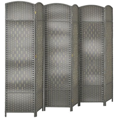 Paravent intérieur 3 panneaux pliables en bois style bohème tissé gris HOMCOM