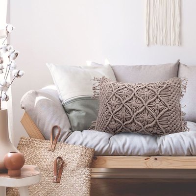 Coussin macramé en coton tressé THE DECO FACTORY