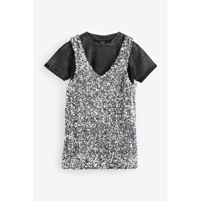 Robe chasuble à sequins et t-shirt, ensemble NEXT
