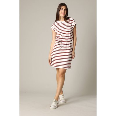 Robe rayée en jersey coton avec col rond et manches courtes à revers ACHANDA DEELUXE