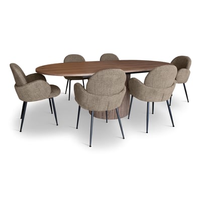 Ensemble table ovale extensible et 6 fauteuils en tweed NOW'S HOME