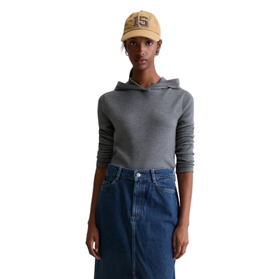 T-shirt long à capuche slim en jersey côtelé doux MARC O’POLO DENIM