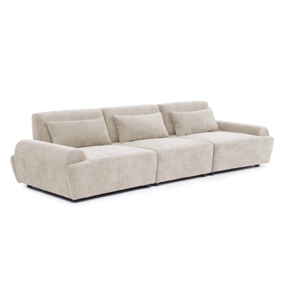 Canapé modulable 3 places en tissu avec coussins dossier ajustable, CALLISTO OVIALA