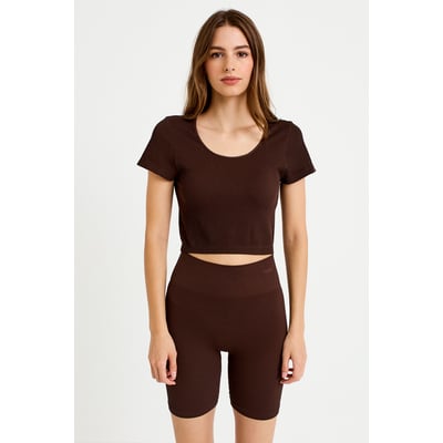 Crop top sans couture col rond CACHE CACHE