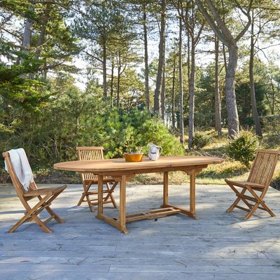 Table de jardin ovale en acacia massif à rallonge 7/9 pers. CAPRI TIKAMOON