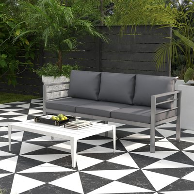 Canapé de jardin 3 places design - 6 coussins - alu polyester gris OUTSUNNY
