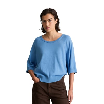 Pull à manches courtes relaxed en doux mélange de coton organique et de modal MARC O’POLO DENIM