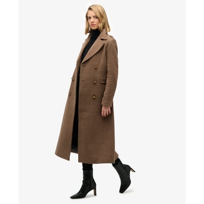 Manteau Croisé en Mélange de Laine SUPERDRY